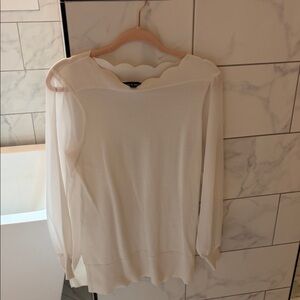 Cable & Gauge Cream Scalloped Top